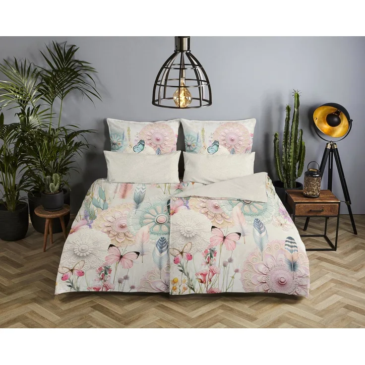 hip Satin Bettwäsche 135x200 Maysa Mandala Schmetterlinge magisch off-white 33294