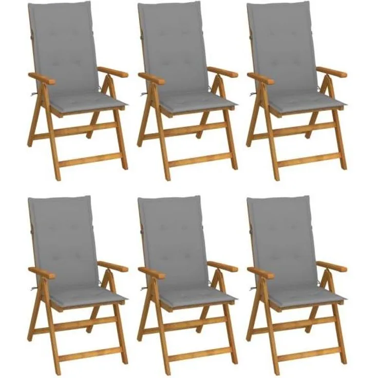 vidaXL Klappbare Gartenstühle 6 Stk. mit Auflagen Massivholz Akazie 3064120