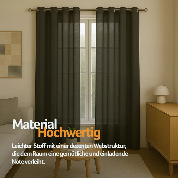 Gardine mit Ösen *** x *** cm ( Breite x Länge ) in ***, blickdichter Vorhang, Ösenvorhang in vielen Variationen 140x245 cm Anthrazit – Bild 4