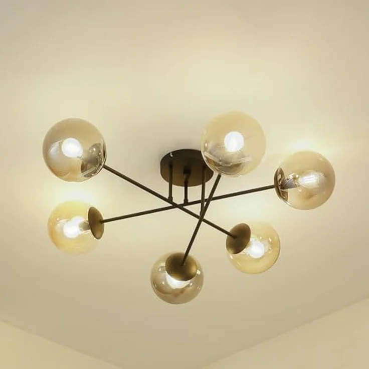 Lindby Deckenlampe Isamer, 6-flammig in Schwarz, Metall, E14, moderne Deckenleuchte für Wohnzimmer – Bild 2