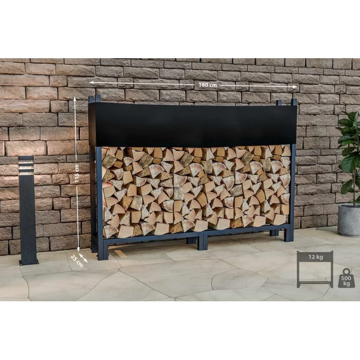 Kaminholzständer + Abdeckplane Martin 25 x 160 x 115 cm (Farbe: anthrazit) – Bild 4
