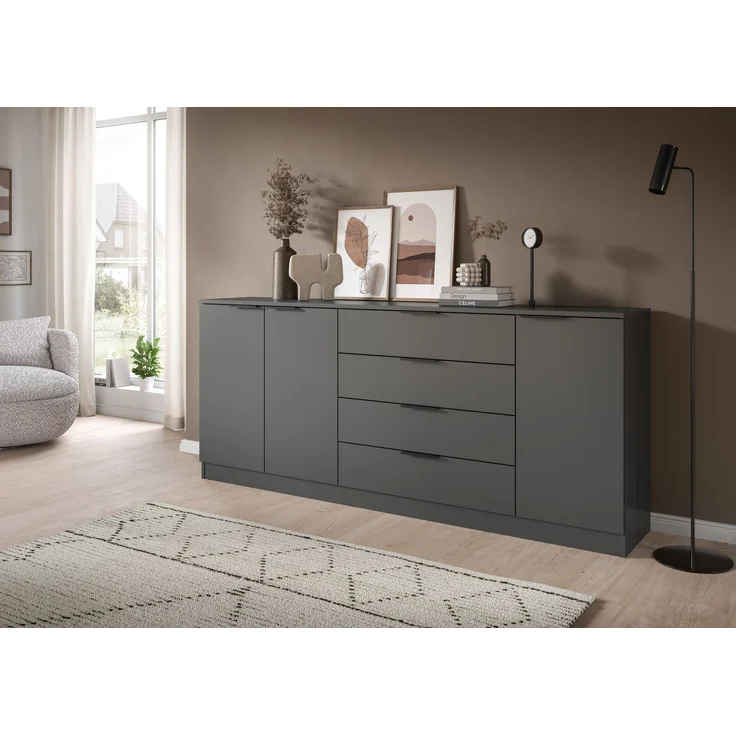 Kommode (B/H/T: 185x80x35 cm) in anthrazit – Bild 5