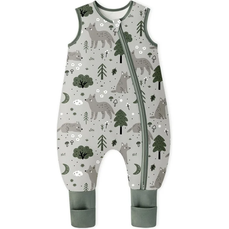 Yoofoss Schlafsack Baby mit Füßen Socken 1.5 Tog Herbst Winter Baby Schlafsack mit Beinen Baumwolle Warm Babyschlafsack für 18-36 Monate Kinder Jungen Mädchen 80 cm- Fuchs