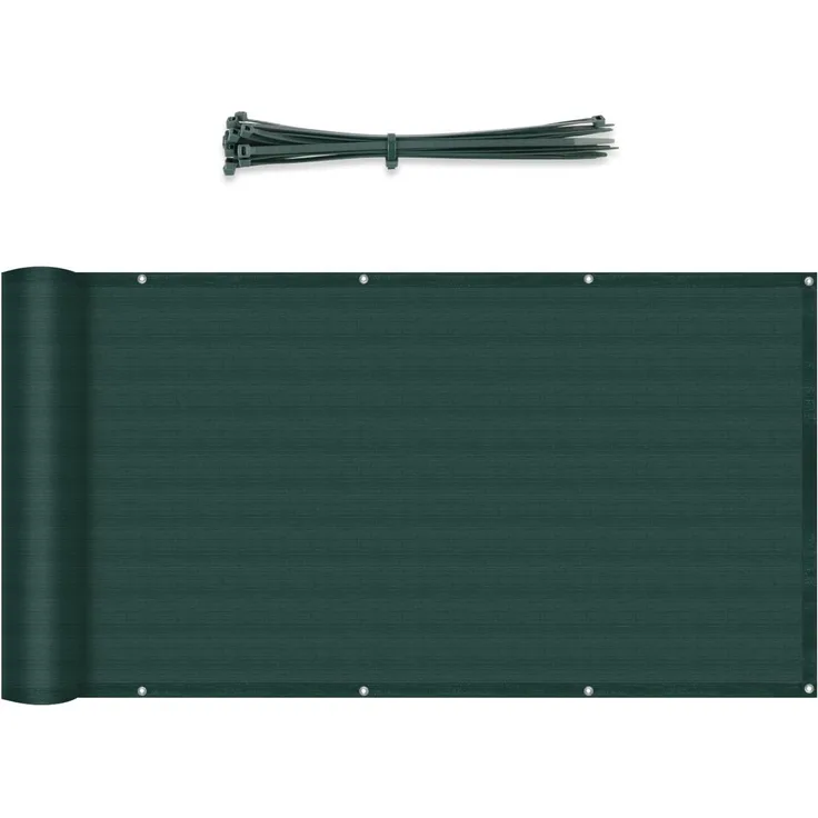 Sekey Balkon Sichtschutz Balkonabdeckung HDPE 220 g/m² Leicht Transparent Wind- und UV-Schutz Wetterfest, 75x600cm, Grün