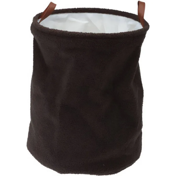 Home & styling collection Wäschekorb Aufbewahrungskorb Bouclé, Griffe aus Kunstleder, Ø 38 x 50 cm