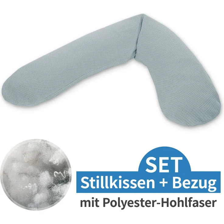 Theraline Stillkissen Das Original, 190 cm mit Polyesterhohlfaser-Füllung und Feinstrickbezug - Nebelblau
