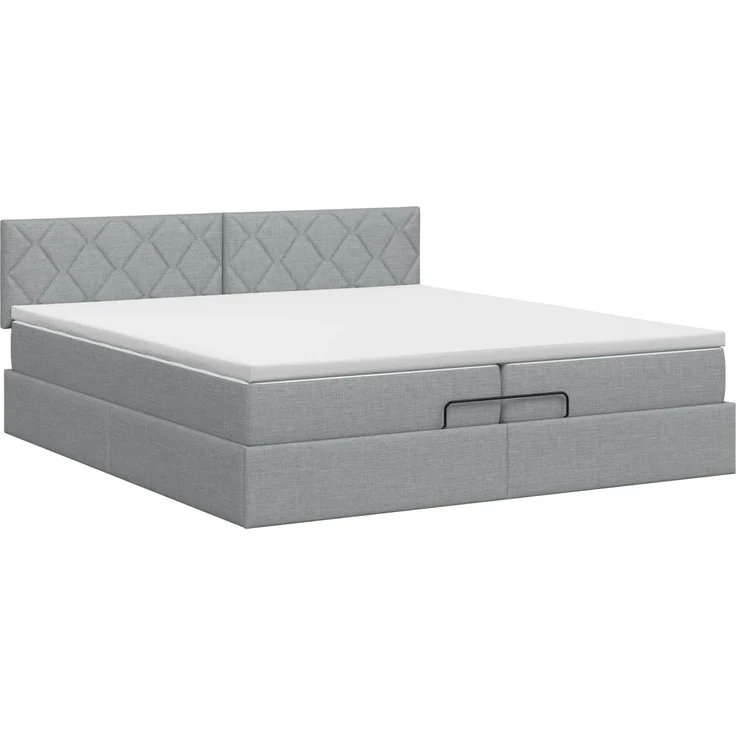 vidaXL Ottoman Bett mit Matratze Hellgrau 200 x 200 cm Stoff 3456434 – Bild 8