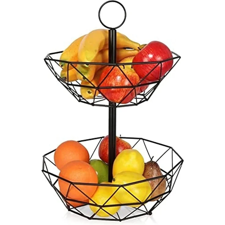 Vilde Obstkorb Metall schwarz 2-stufig – Bild 1