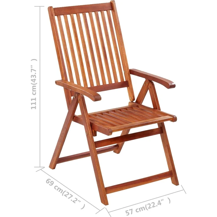 vidaXL Klappbare Gartenstühle 6 Stk. mit Auflagen Massivholz Akazie 3064126 – Bild 9