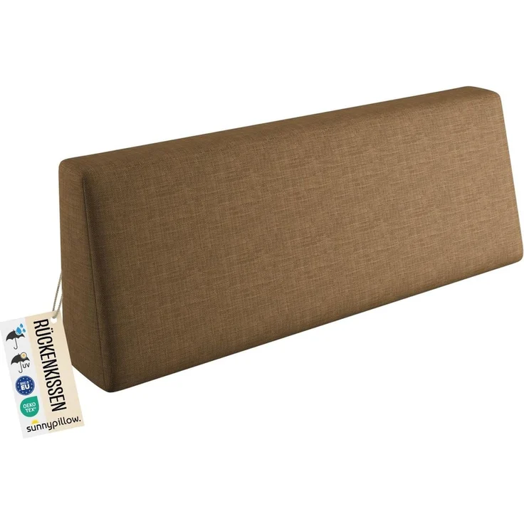 sunnypillow Palettenkissen mit abnehmbarem Bezug UV - beständig Outdoor wasserdicht Kaltschaum Palettenauflage Palettenpolster Palettensofa Rückenkissen 120 x 40 x 20/10cm Braun – Bild 1