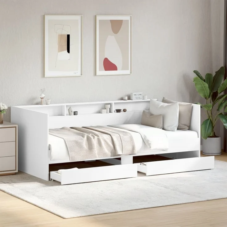 vidaXL Tagesbett mit Schubladen ohne Matratze Weiß 90x200 cm 3280846 – Bild 1