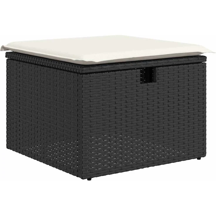vidaXL Garten-Sofa-Set mit Kissen 4 pcs Schwarz und Creme Poly Rattan 3358846 – Bild 6