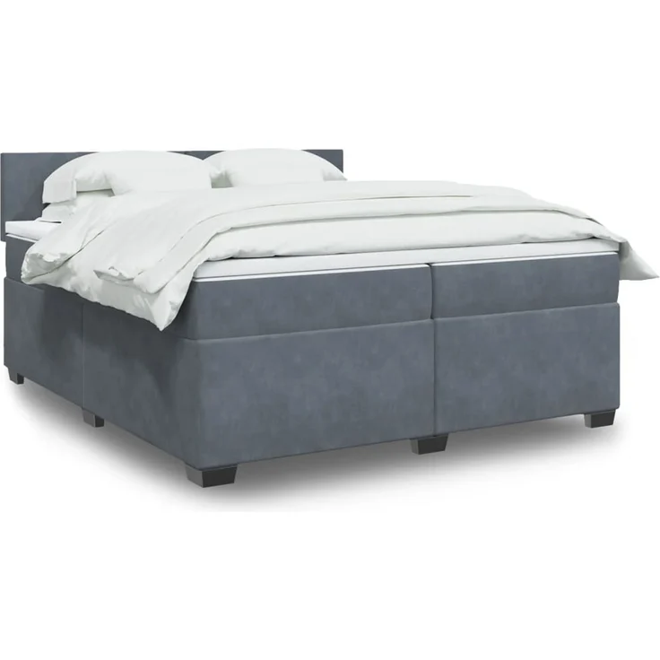 vidaXL Boxspringbett mit Matratze Dunkelgrau 200x200 cm Samt 3288697 – Bild 1