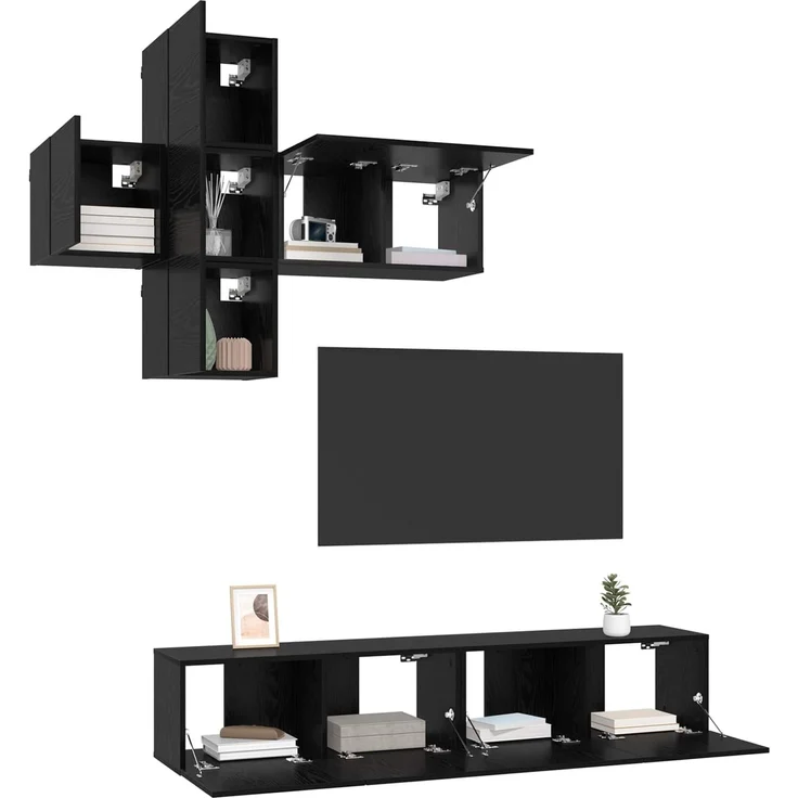 vidaXL TV-Schrankset Wandmontiert 3 pcs Holzwerkstoff 3438611 – Bild 3