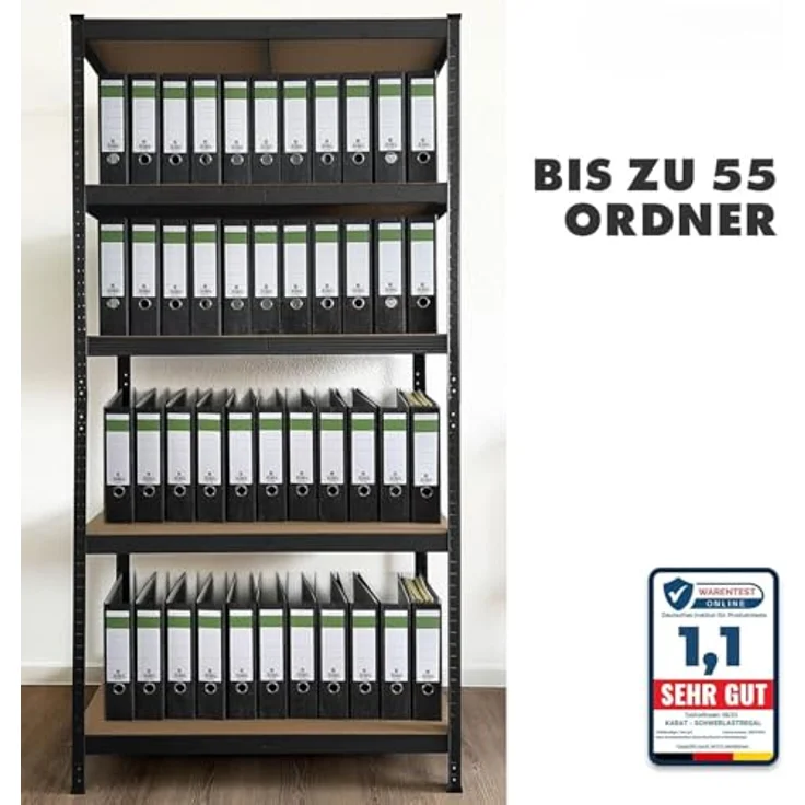 Floordirekt Schwerlastregal, 2er Set, schwarz 200 x 120 x 60 cm Steckregal, Kellerregal, Lagerregal, Werkstattregal, Werkbank - 5 verstellbare Böden (Lakota) – Bild 7