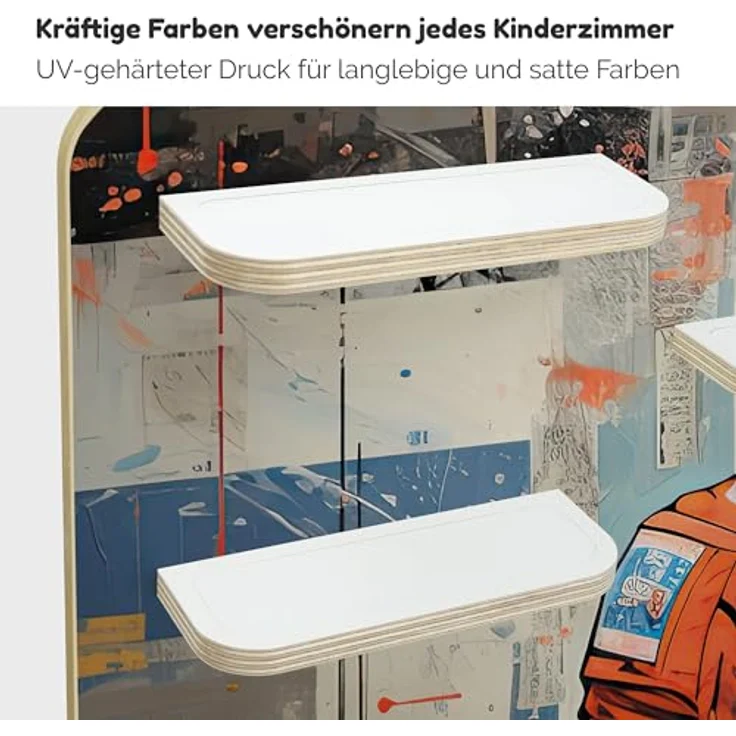 stadtecken Holzregal für Musikbox I Geeignet für die Toniebox und ca. 50 Tonies I Perfekte Tonie Aufbewahrung im Kinderzimmer I Zum Aufstellen oder Aufhängen I Astronaut, groß – Bild 6