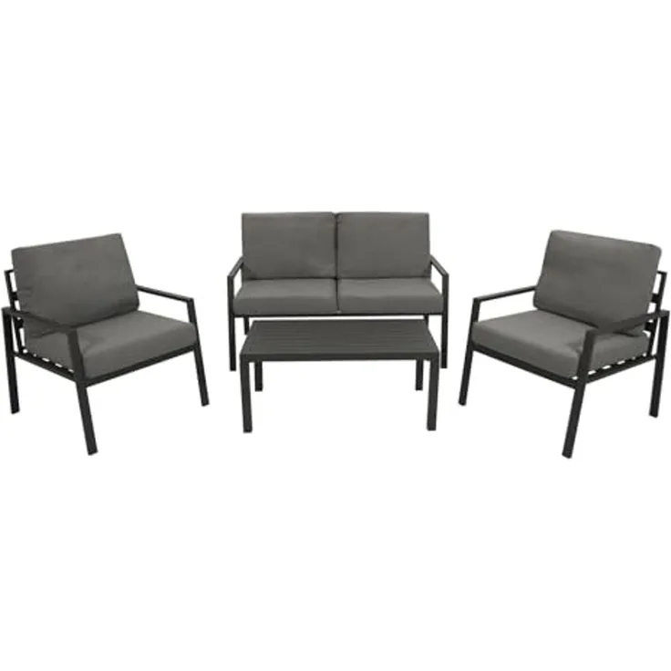 DEGAMO Gartenlounge-Set VANCOUVER 4-teilig, Aluminium anthrazit, Polster grau, wetterfest