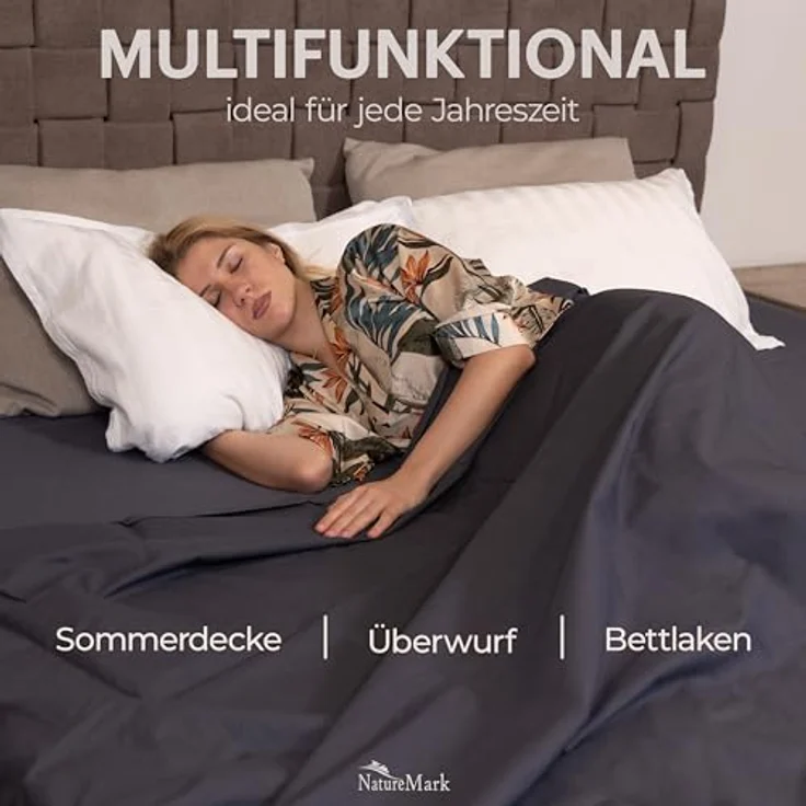 GREEN MARK Textilien Klassische Bettlaken | Betttuch | Laken | Leintuch | Haustuch 100% Baumwolle ohne Gummizug vielen Größen und Farben Größe: 180x275 cm, anthrazit grau – Bild 7