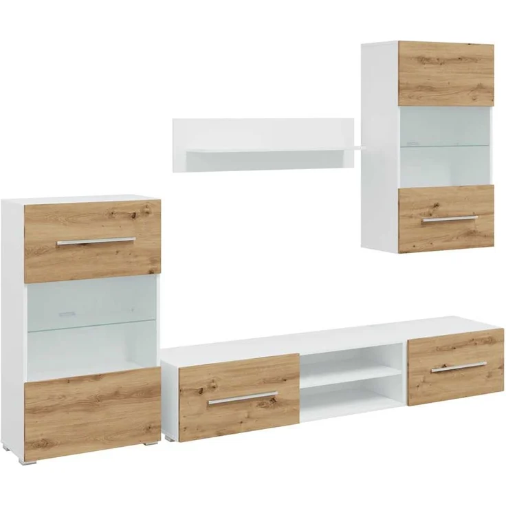 vidaXL 5-tlg. Wohnwand mit LED-Beleuchtung Artisan-Eiche Holzwerkstoff 3324234 – Bild 1