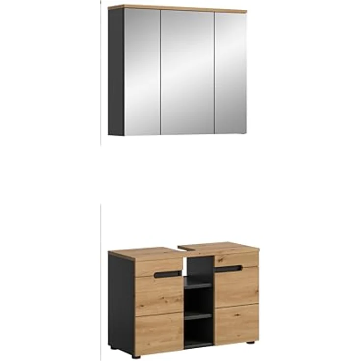 Xonox Canu Badkombination (B/H/T: 80x193x34 cm) in Basalt grau Nachbildung und Artisan Nachbildung – Bild 2
