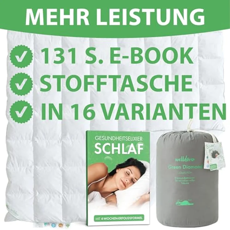 Welldora Komfort Bettdecke 200x200 zweiteilig | 100% weiche Federn & Daunen | Fachärztlich geprüft, Oeko-Tex, Allergiker | Zert. für Tierwohl | 2 Decken Vierjahreszeiten Daunendecke Sommer & Winter – Bild 9