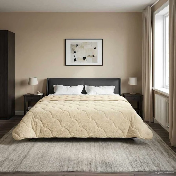 vidaXL Winterbettdecke Creme 200 x 200 cm Mikrofaser und Teddy-Fleece 42026364 – Bild 1