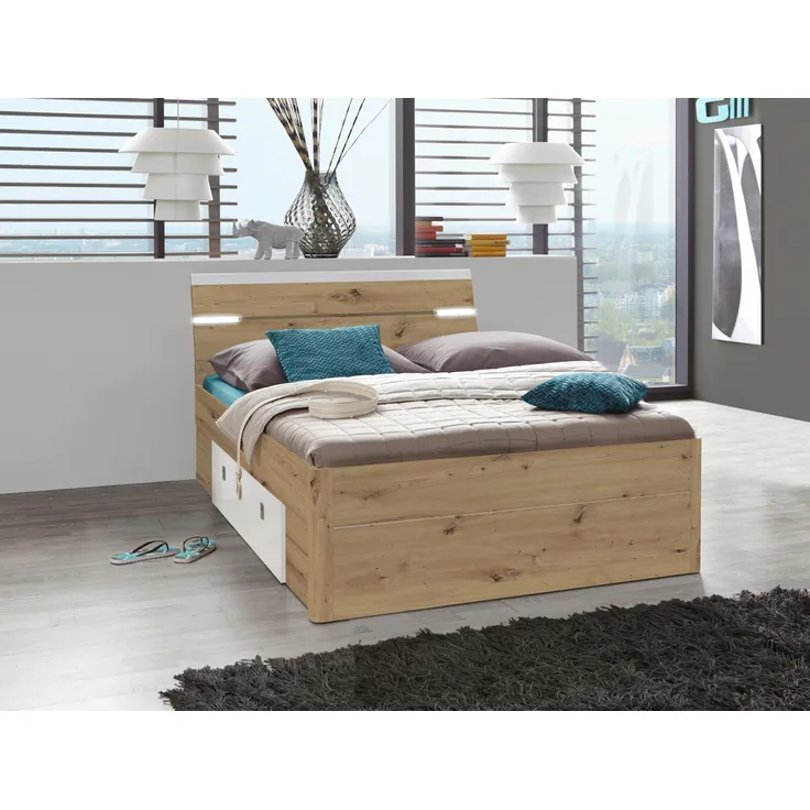 Bett >Isobel< in Artisan Eiche - 145x97x205cm (BxHxT)