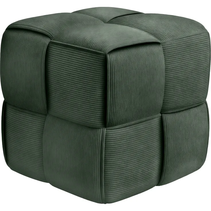 CLP Sitzhocker Forinta, hochwertiger Cordstoff, moderner Stil, bequem und elegant,Farbe:dunkelgrün