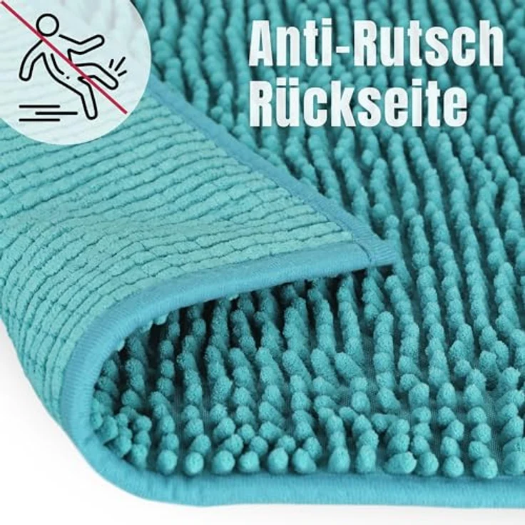 WohnDirect Badematte 45x45 cm MIT WC Ausschnitt | Petrol - rutschfest & Waschbar - Badezimmerteppich zum Set kombinierbar, Badvorleger, WC Garnitur, Badteppich – Bild 5