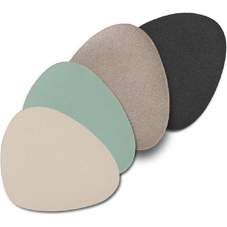 Basera® Glasuntersetzer 6er-Glasuntersetzer-Set Kunstleder gebogen, 6-tlg, metallic taupe, 12x10 cm – Bild 2