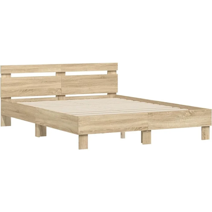 vidaXL Bettrahmen mit LED Sonoma 152 x 203 cm Holzwerkstoff 3402849 – Bild 2