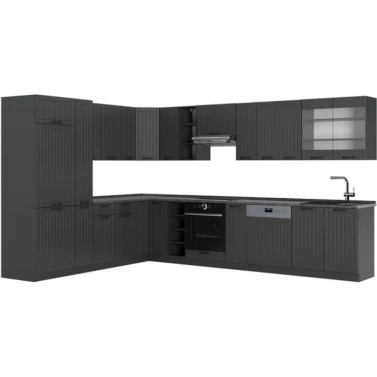 Eckküche Fame-Line Dunkelgrau/Anthrazit 347 x 257 cm, AP Anthrazit Vicco – Bild 1