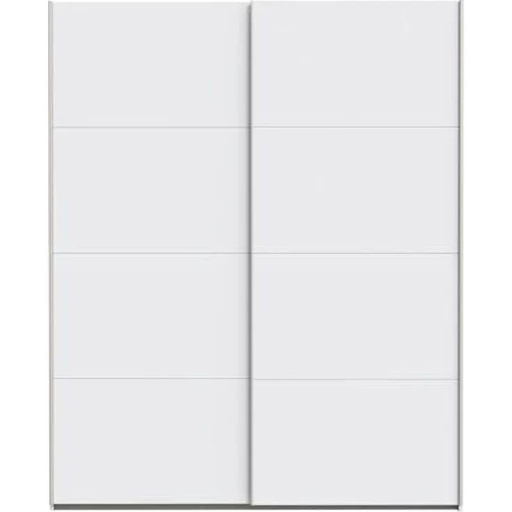 Forte Schach & MATT 2 weißer Kleiderschrank 170 180, moderner Schwebetürenschrank, 2-türig, Holzwerkstoff, Weiß Matt, 170,3 cm breit x 210,5 cm hoch x 61,2 cm tief – Bild 3