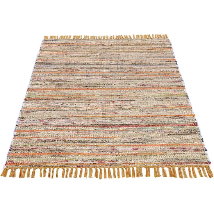 carpetfine Teppich Kelim Chindi, Wendeteppich, rechteckig, Höhe: 6 mm, handgewebt, Fleckerlteppich mit Fransen, auch vielen in Läufergrößen