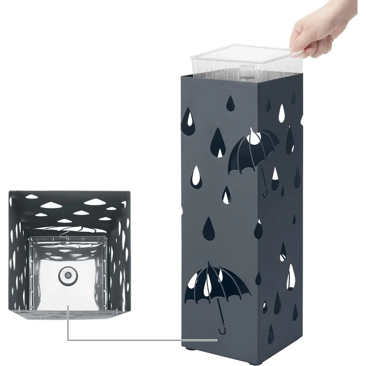 Songmics Regenschirmständer, Metall Anthrazit, 15,5 x 15,5 x 49 cm – Bild 7