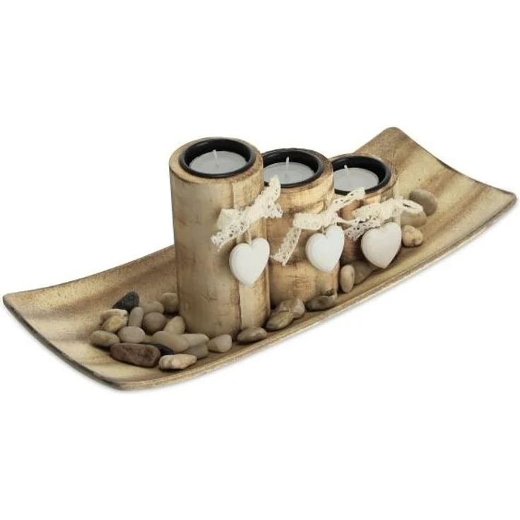 3 Herz Teelichthalter mit Tablett 10041575 – Bild 1