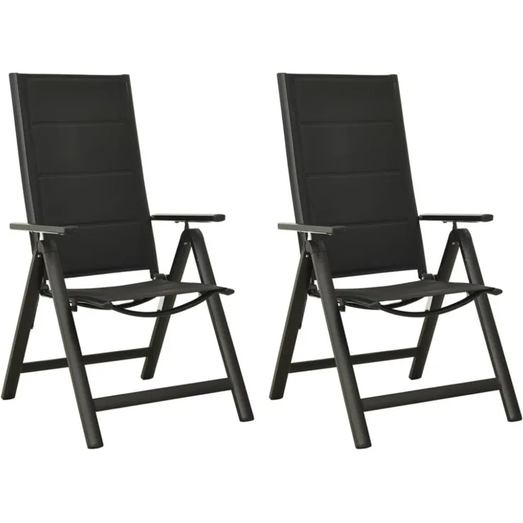 vidaXL Klappbare Gartenstühle 2 Stk. Textilene und Aluminium Schwarz 312189