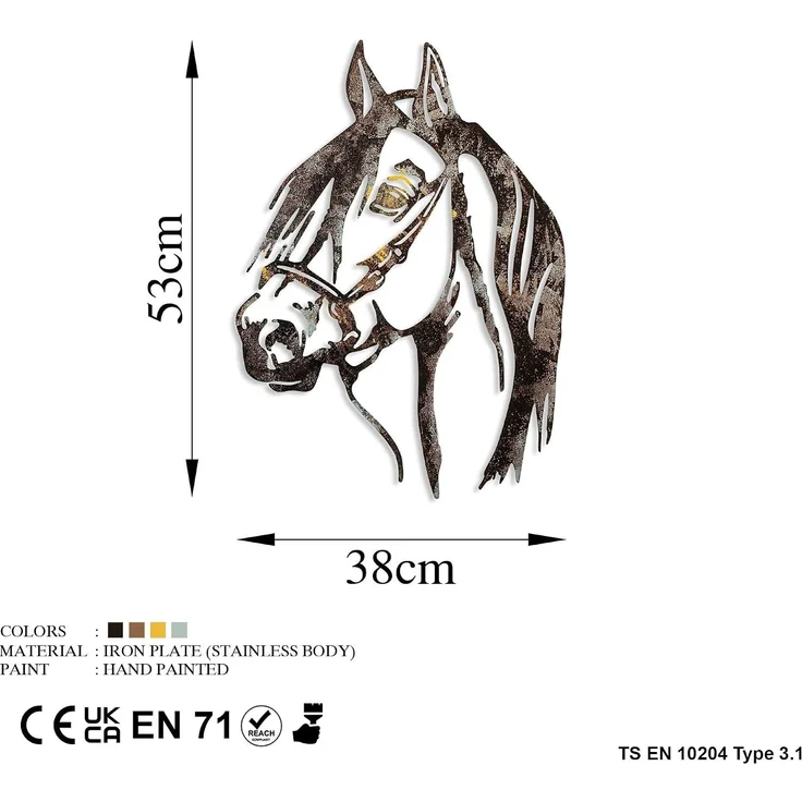 Wallity 'Horse - 2' Dekoratives Wandaccessoire aus Metall, Mehrfarbig, 53 x 38 cm – Bild 7