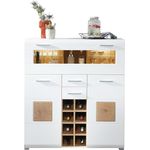 Kommode Barschrank Theke Sideboard Getränke ca. 120 x 129 x 37 cm FUN PLUS Weiß/Eiche Altholz Nb.