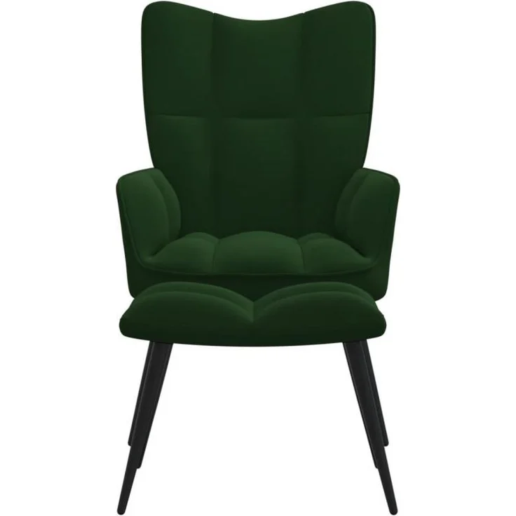 vidaXL Relaxsessel mit Hocker Dunkelgrün Samt [SKU:328086] – Bild 3