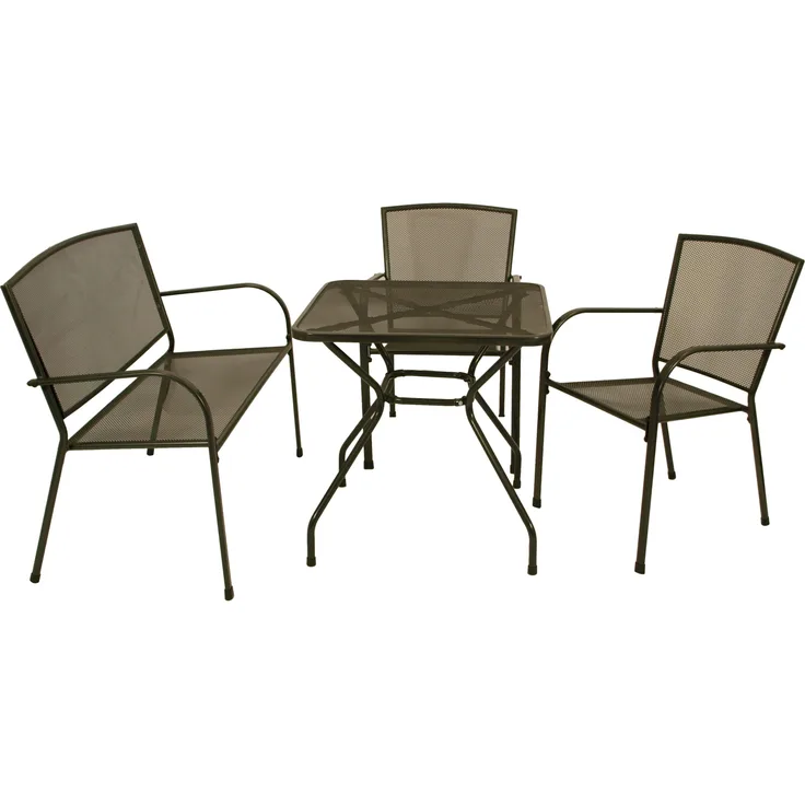 Garnitur CLASSIC 4-teilig, Streckmetall anthrazit (Tisch 70x70 cm)