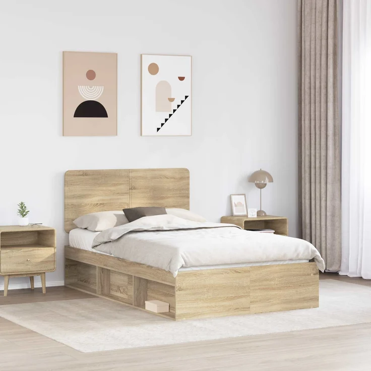 vidaXL Bettrahmen Sonoma 120 x 200 cm Massives Kiefernholz 3412508 – Bild 2