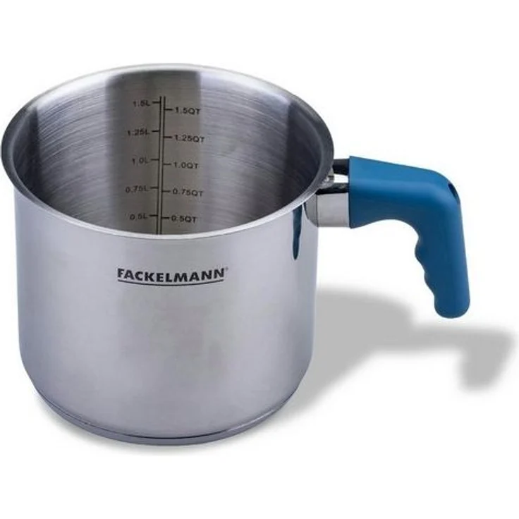 Fackelmann Milchtopf Essential Ø 14 cm aus Edelstahl mit ergonomischem Bakelit-Griff und praktischer Literskala – Ideal für alle Herdarten, Blau – Bild 4