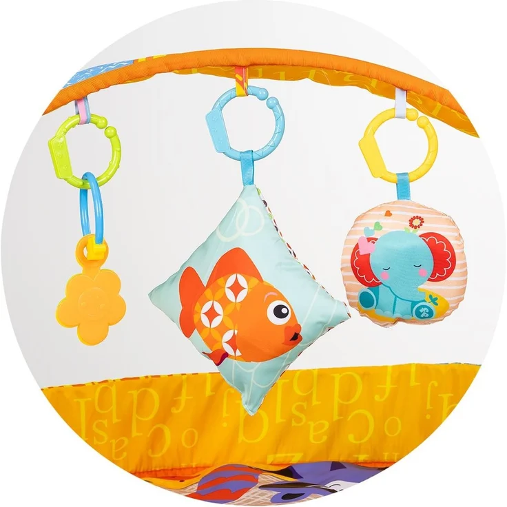 Chipolino Spielbogen Krabbeldecke Tiere Beißring Rassel Plüschkissen ab Geburt gelb – Bild 3