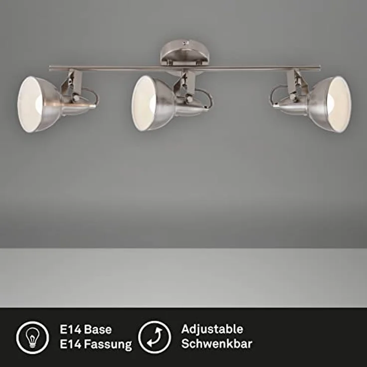 BRILONER - Deckenleuchte, Deckenlampe 3 dreh-und schwenkbaren Spots im retro / vintage Design, Metall, E14, Satin-Weiß, 55.4 x 10 x 18.1 cm – Bild 3