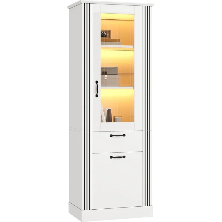 Vitrinenschrank 62 x 41 x 180 cm in Weiß mit Spiegeltür und App-gesteuerter LED-Beleuchtung – Bild 7