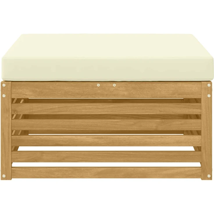 vidaXL Outdoor-Fußhocker Massivholz Akazie Whitewash und Creme 901562 – Bild 3