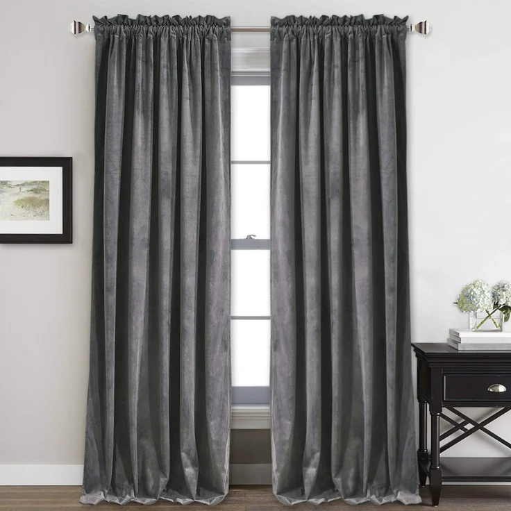 StangH Samtvorhänge, 243,8 cm, Schlafzimmer, Samtvorhang, Verdunkelungsvorhänge, wärmeisoliert, Schiebetürpaneel, 132,1x243,8 cm lang, 2 Paneele, grau
