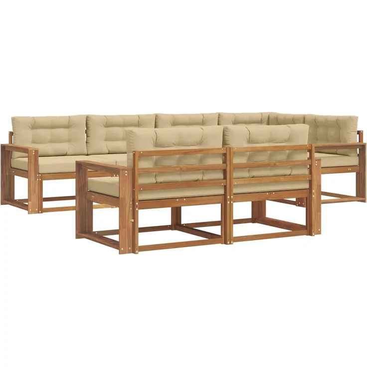 vidaXL Outdoor-Sofagarnitur 8 stk. 7-Sitzer Natur und Beige 3367726 – Bild 2