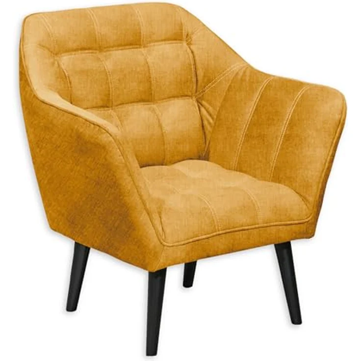MAX Loungesessel mit Armlehnen, Amber - Bequemer Sessel gepolstert mit schwarzen Massivholz Füßen für Esszimmer & Wohnzimmer - 84 x 87 x 70 cm (B/H/T) – Bild 2